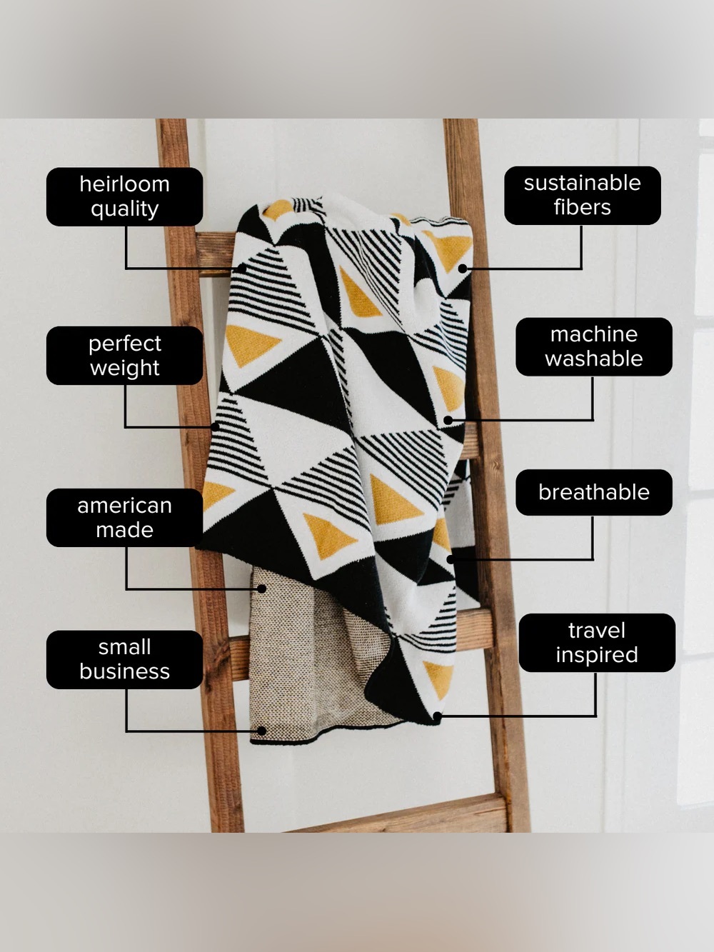 Gorgeous Knit Throw Blanket Seek and Swoon Envie MCM Vintage Chevron & Geometric - Picture 8 of 11